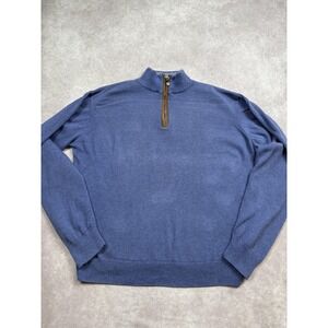Vineyard Vines Sweater Mens Medium Half Zip‎ Pullover Suede Elbow Patch Alpaca
